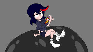 Ryuko Matoi Sitting On Inflated Latex Balloon