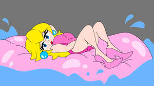 Olympic Peach On Inflated Water Raft 2