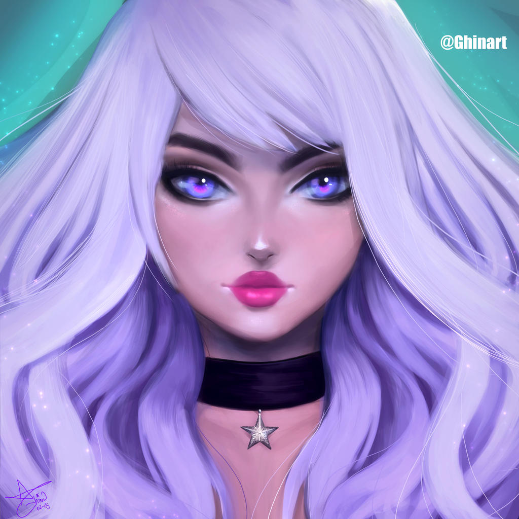 Purple OC portrait by Ghinarts on DeviantArt