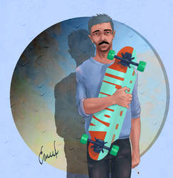 man with board