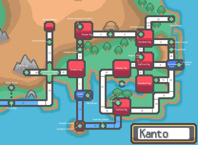 Kanto Region Map (Extended) by duskl1ghtness on DeviantArt