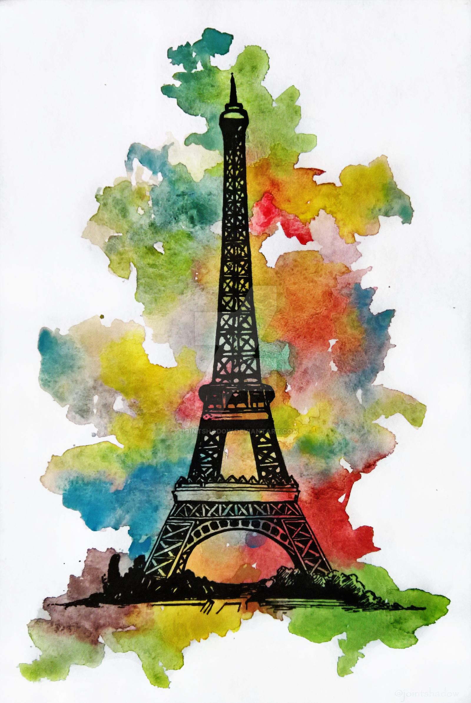 Watercolor Eiffel Tower by jointshadow on DeviantArt