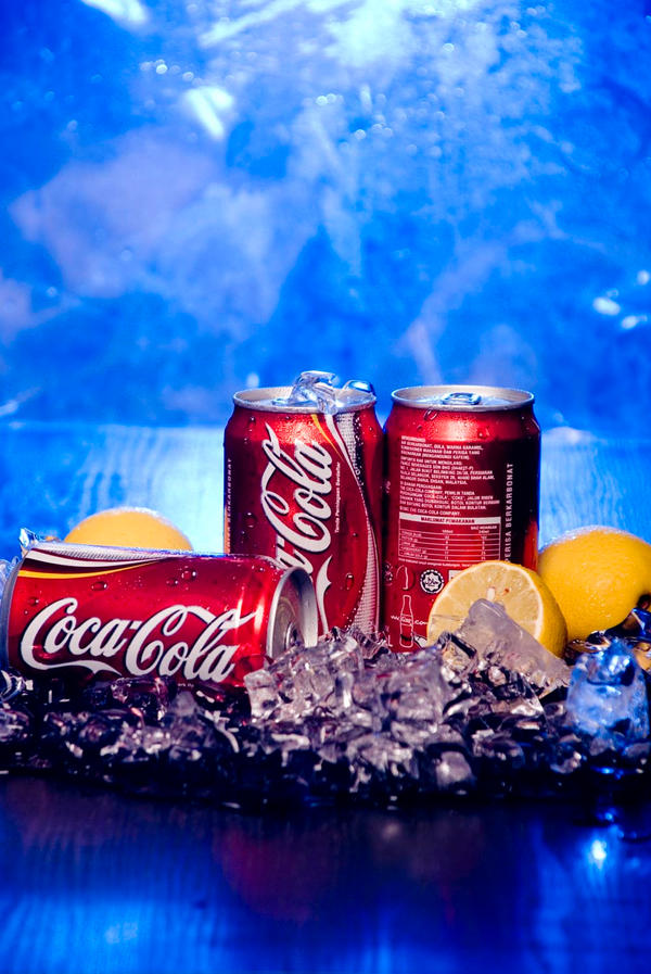 Coca Cola on Blue