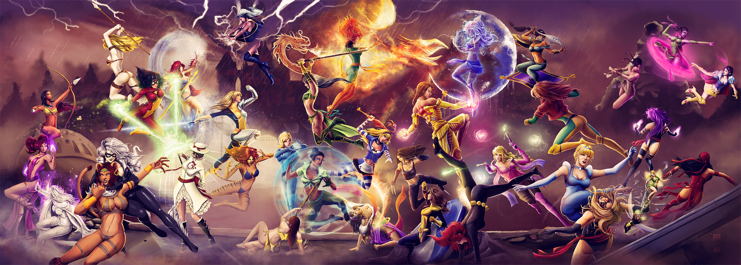 Disney vs Marvel - Princess Battle Royale by steevinlove