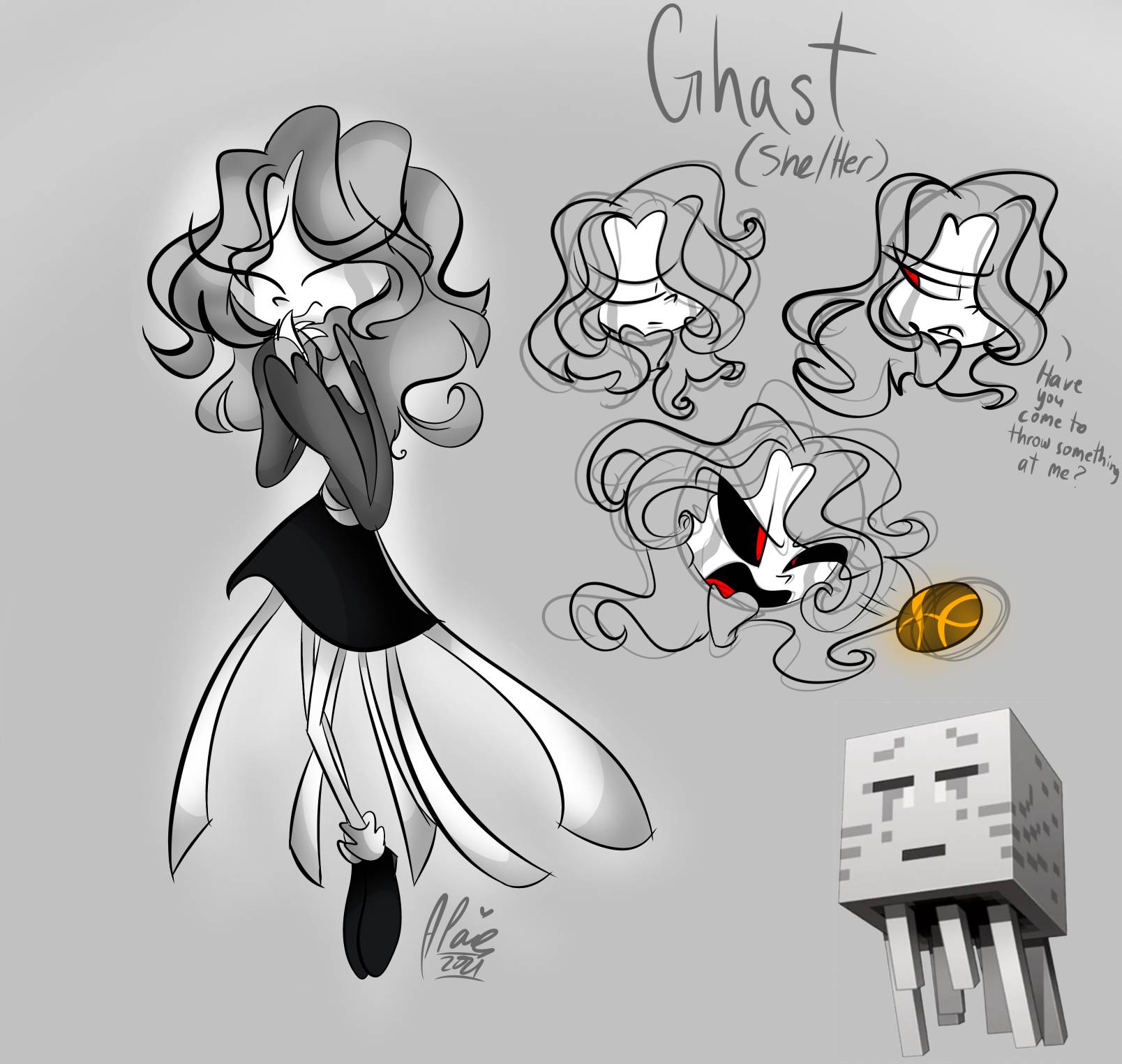 Minecraft Mobs as Humans: Ghast by PurpleWizart24 on DeviantArt
