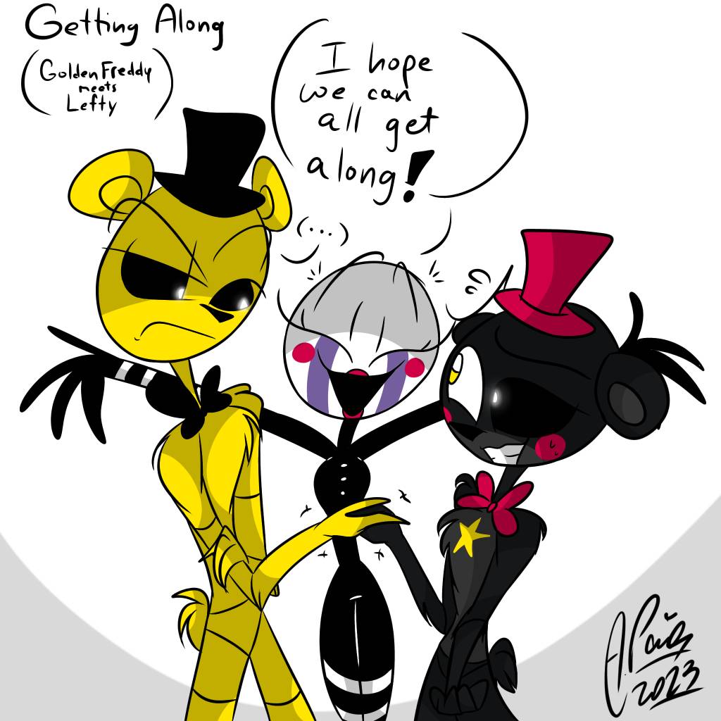 Dunced Getting Along (Golden Freddy meets Lefty) by PurpleWizart24 on DeviantArt