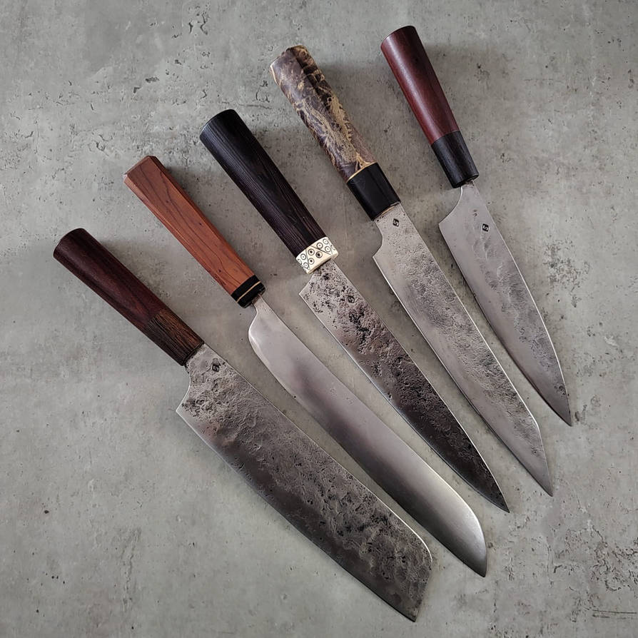 Hand forged Kitchen Knives by Jorgen-Craft on DeviantArt