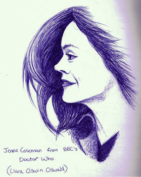 Jenna Coleman in Blue Ballpoint