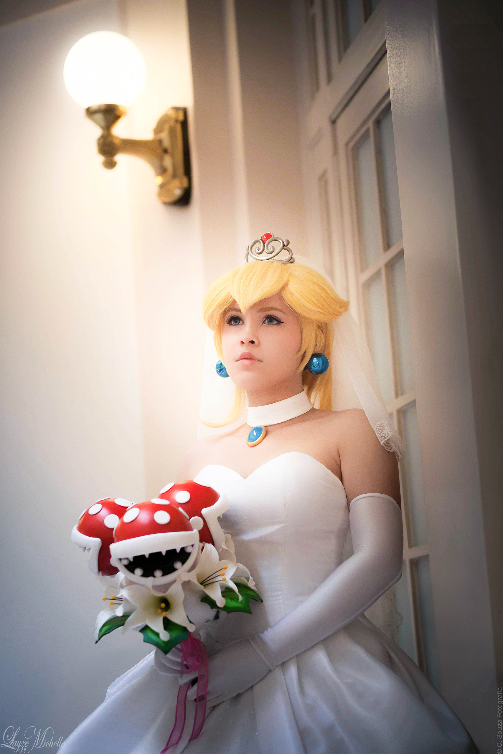 Princess peach wedding dress cosplay hot sale