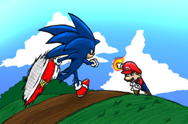 Sonic VS Mario colored