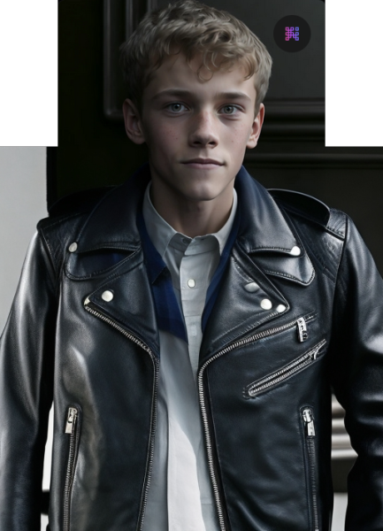 Boy in hot sale leather jacket
