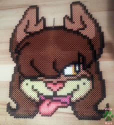 Fursona perler bead badge for critterkat [Complex]