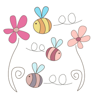 Cute Flowers and Bees PNG