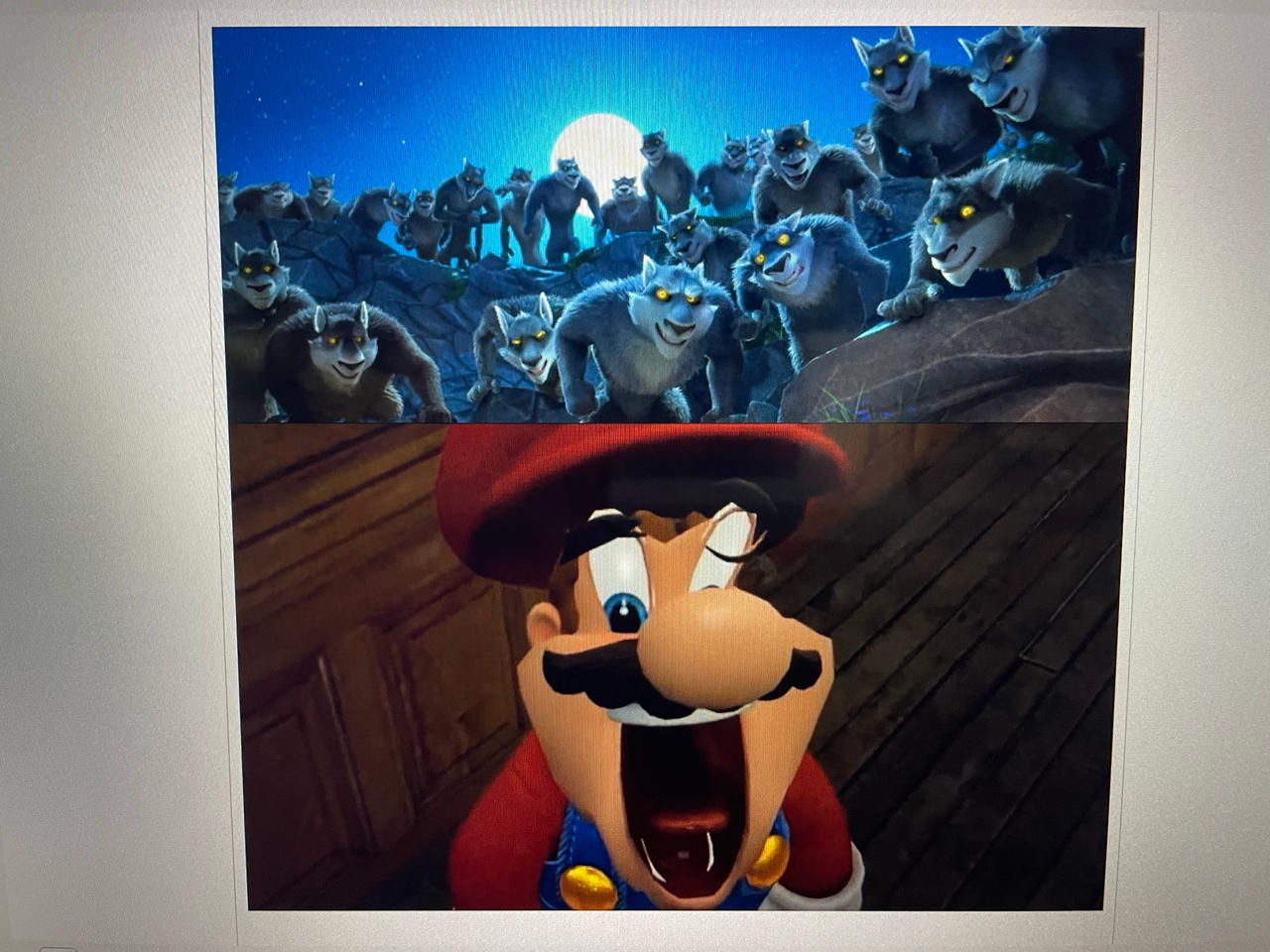 Mario is Scared of The Wolves by SnookieM on DeviantArt