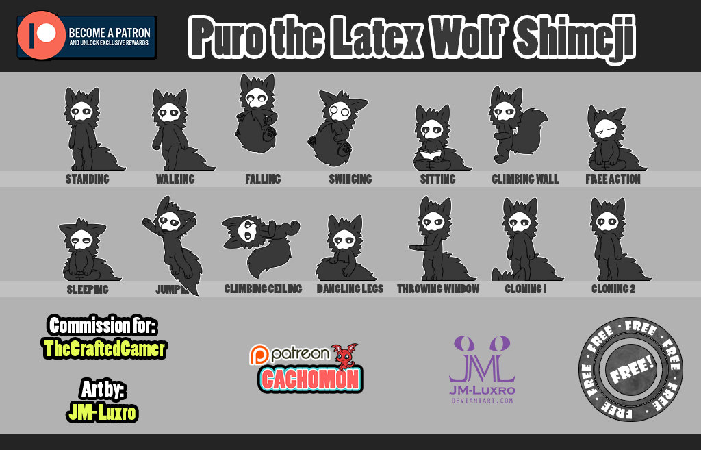 Puro Puro the Latex Wolf Shimeji | Comm by JM-Luxro on DeviantArt