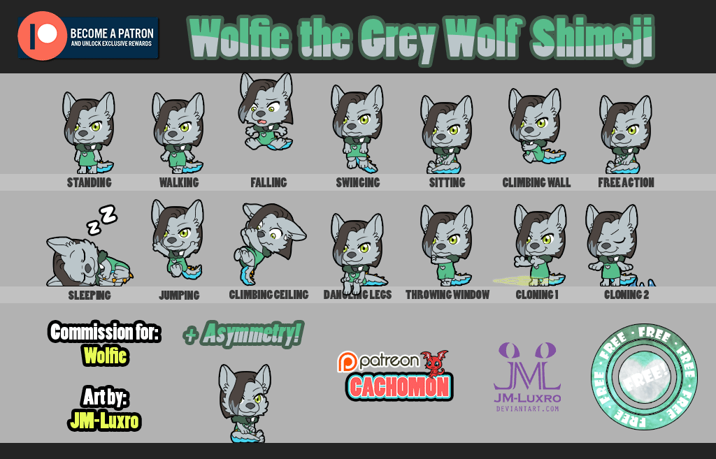 Wolfie the Grey Wolf Shimeji | Comm