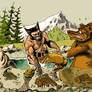 Wolverine and grizzly bear