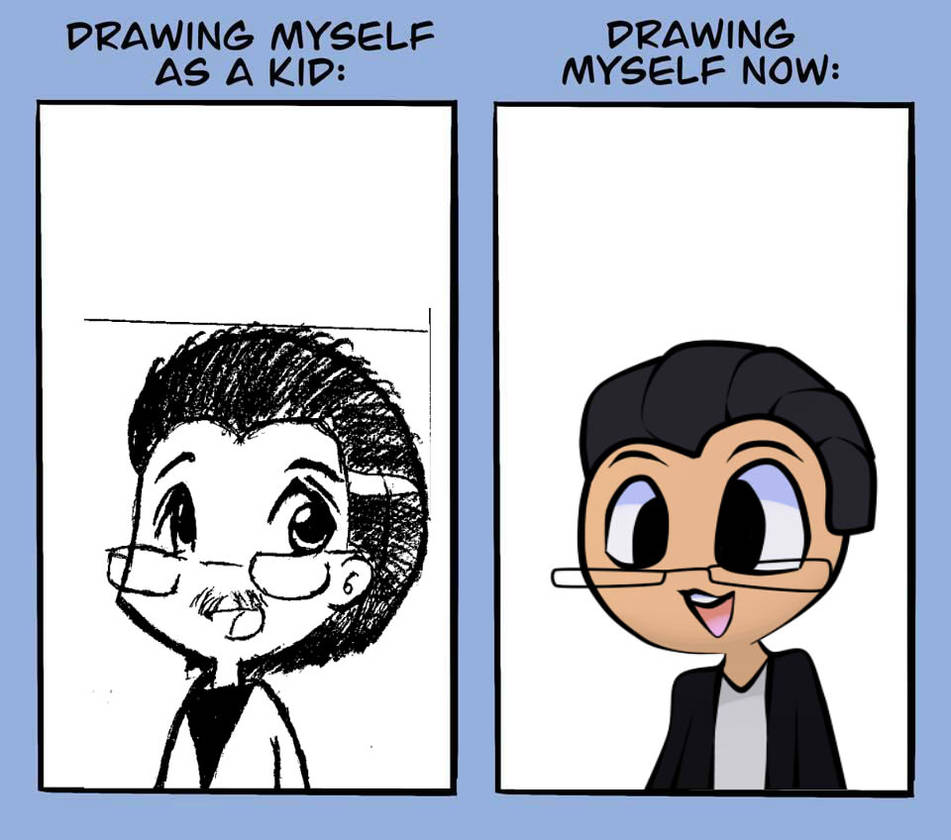 Comparing Self Drawing Drawing myself as kid vs drawing myself now by odase on DeviantArt