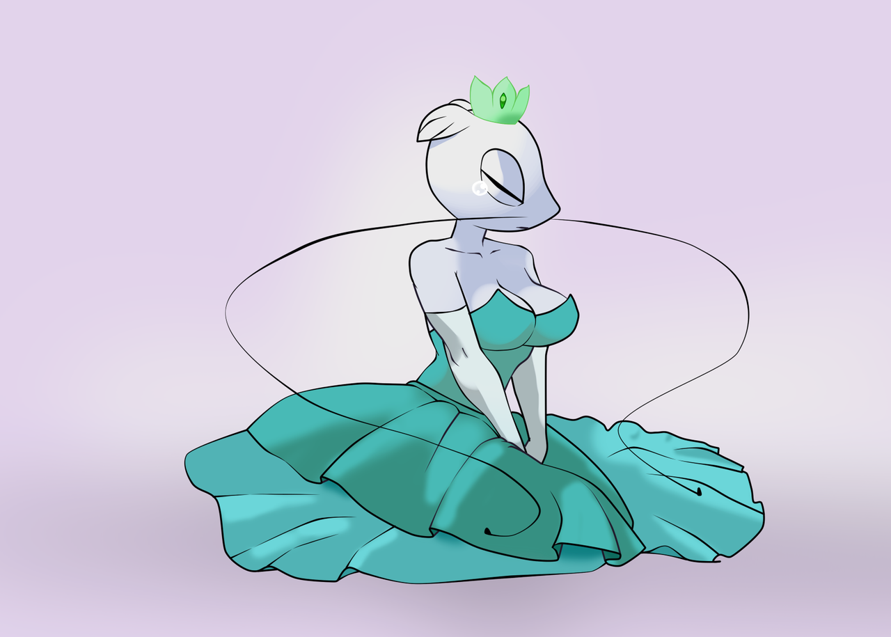 Indor sad in a prom dress