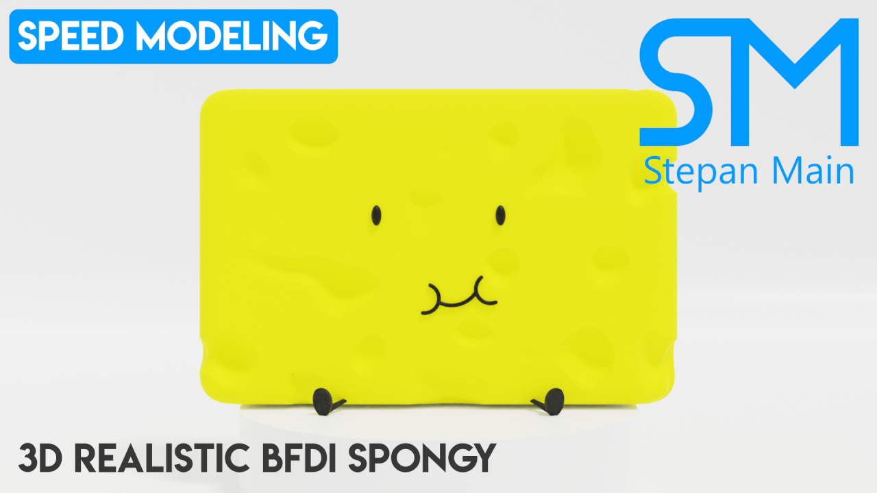 3D Realistic BFDI Spongy in Blender by Stepan-Main on DeviantArt