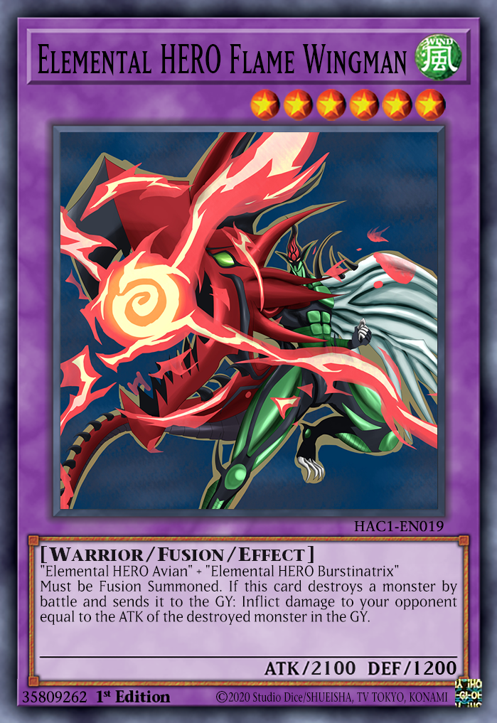 yugioh card elemental hero flame wingman - Infernal Rage scene or specifically Elemental Hero Shining Flare Wingman