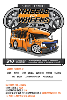 Annual Wheels for Wheels Show flyer 2017