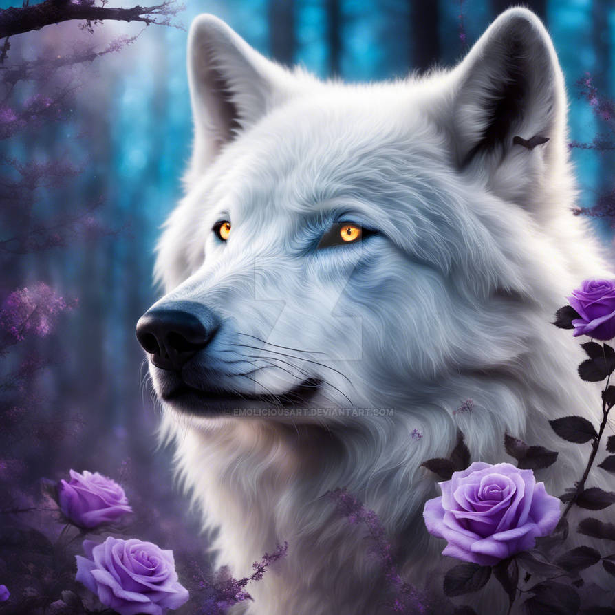 Spring Roses and The Majestic Wolf by Emoliciousart on DeviantArt