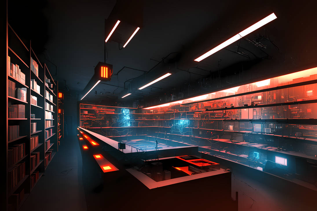 Sci-Fi Library | AI Generated by UMunchkin on DeviantArt