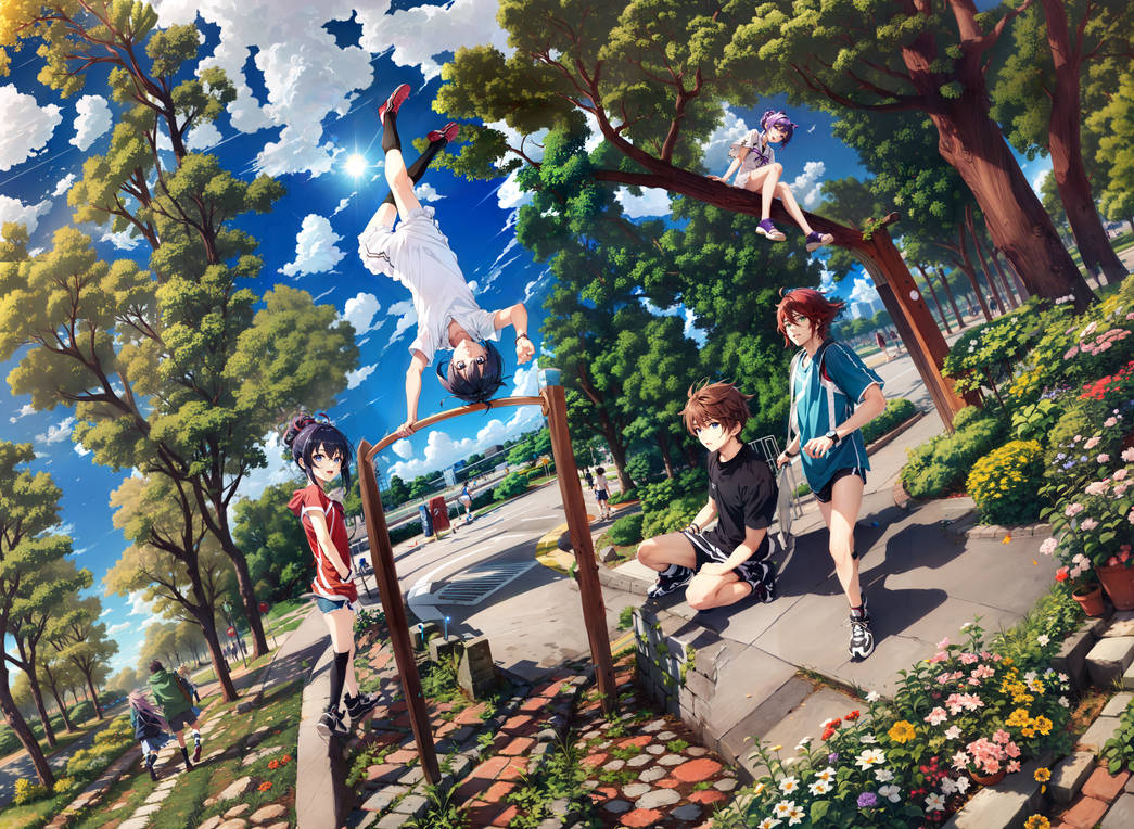 Hanging out in a park | AI Generated by UMunchkin on DeviantArt