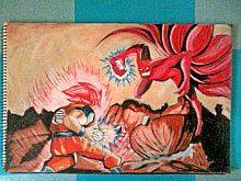 2013 drawing - God mode Goku vs. Naruto Ninetails