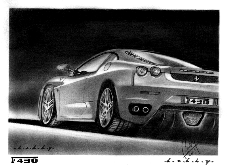 Ferrari F430 Pencil Portrait