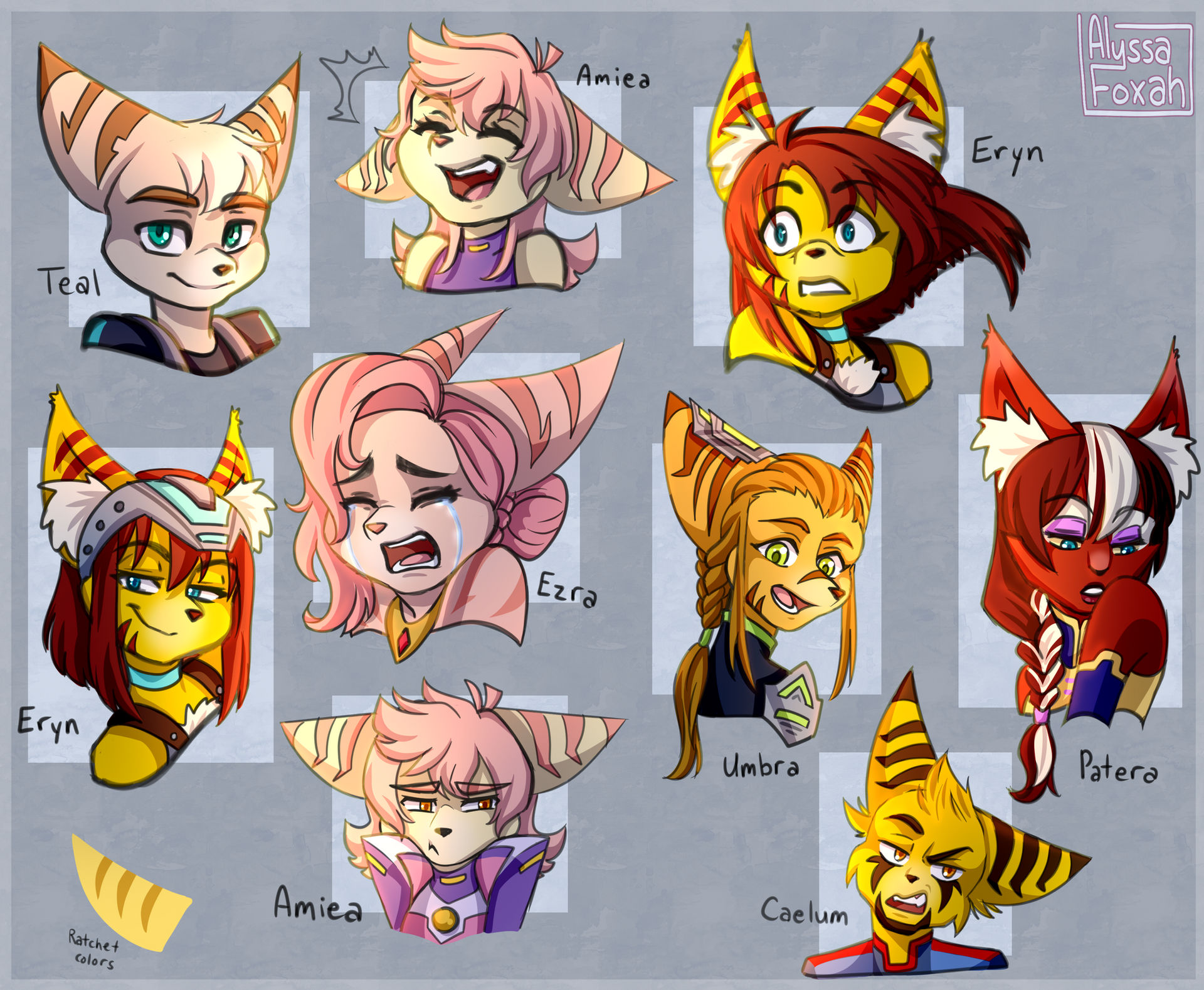 Oc Rashed Ratchet and Clank OC headshots by AlyssaFoxah on DeviantArt