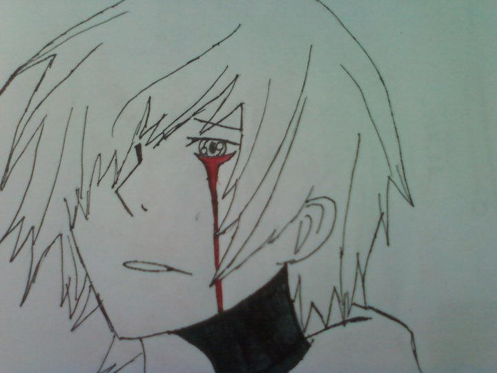 anime boy crying blood by Watashiwakareoai on DeviantArt