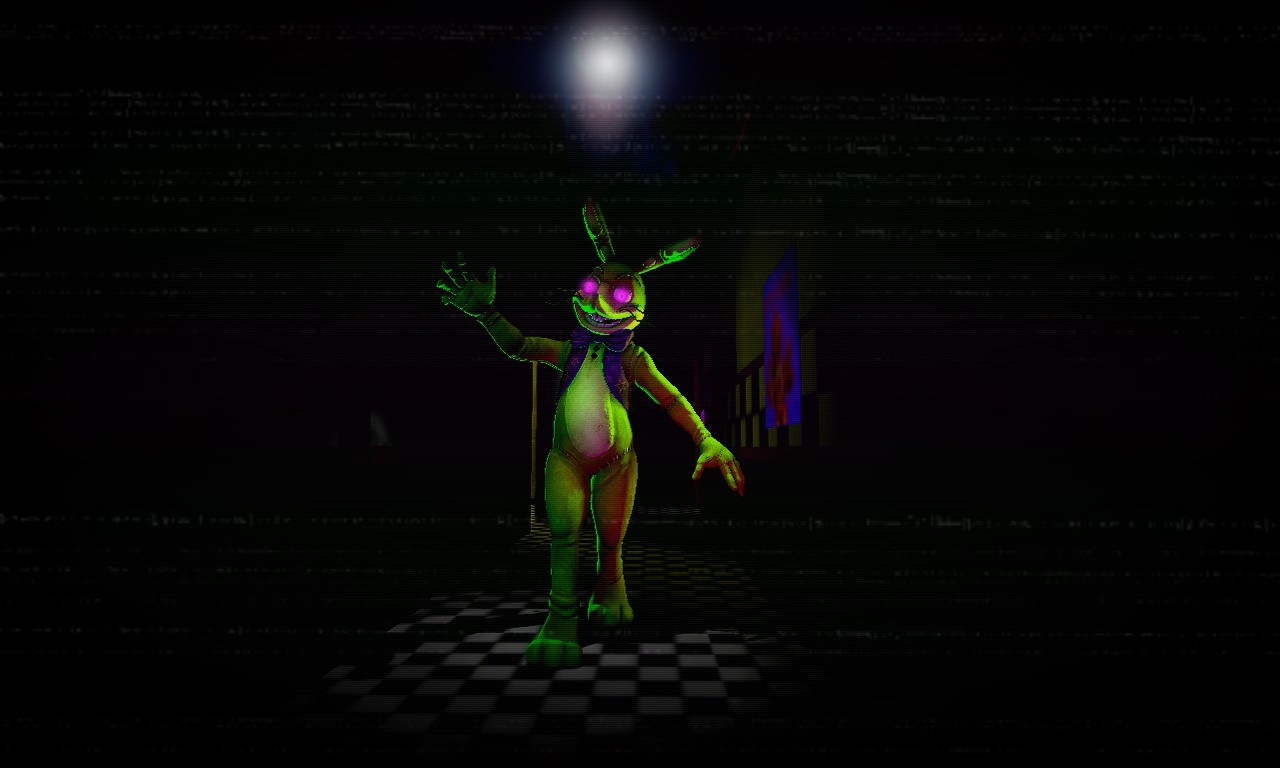 Glitchtrap plays Five Nights at Freddy's 2 in its original form and