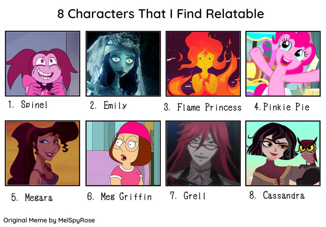 8 characters I find relatable meme by poninator on DeviantArt