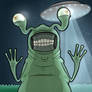 Alien Visitation Cartoon Illustration