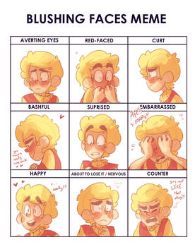 blushing faces meme