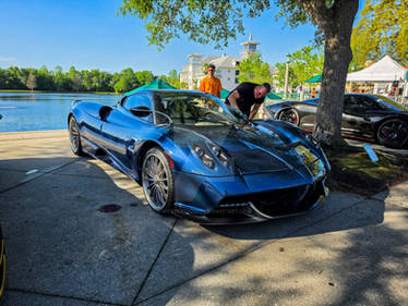 Beautiful Exposed Blue Carbon Pagani Huayra