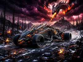 Skyrim Style Dragon Car Running from a Dragon