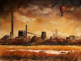 An industrial landscape with cat by sanderus