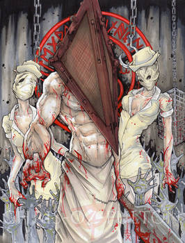 Pyramid Head  and Nurses Silent Hill by ChrisOzFulton