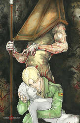 Pyramid Head and James Silent Hill