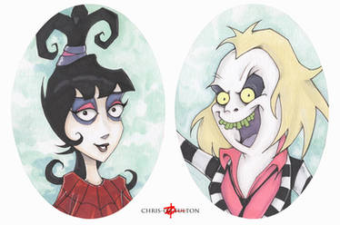 Beetlejuice and Lydia Cartoon