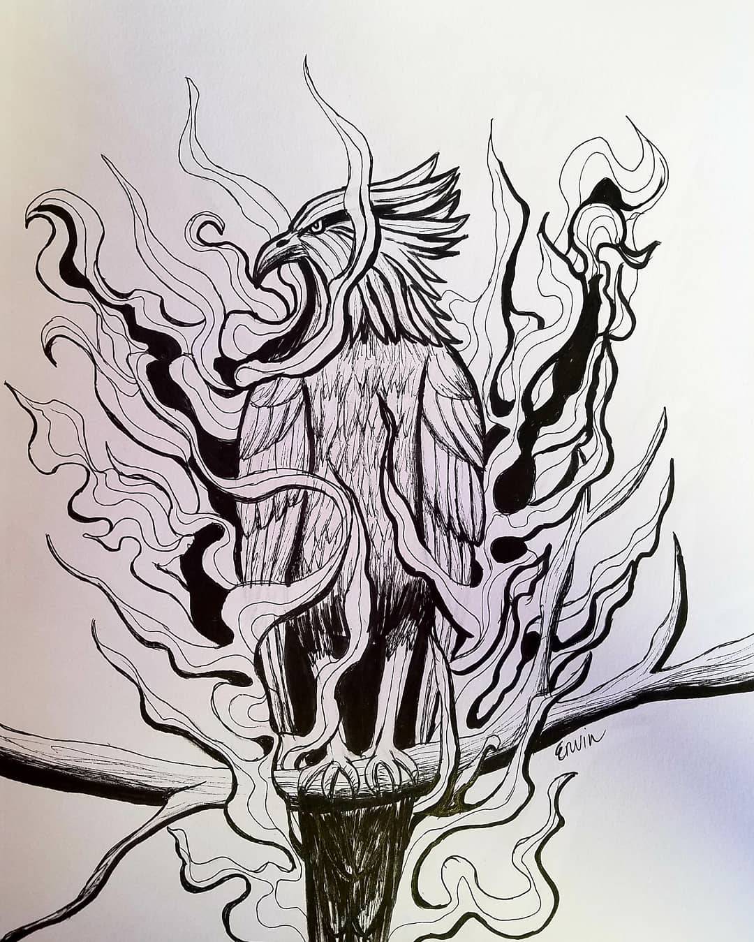 Phoenix Drawing Complex Phoenix Ink Drawing by melisaerwinarts on DeviantArt