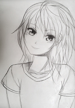 Anime Girl (Line Drawing) by 9Mumei19 on DeviantArt