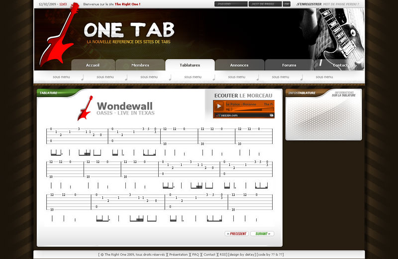 One Tab Tablature by DeKey-s on DeviantArt