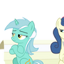 Lyra And Bon Bon On A Bench