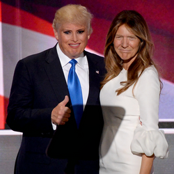 The Trump couple but their faces are switched