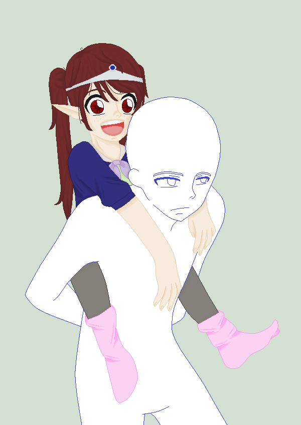 The little space princess demands a piggyback ride