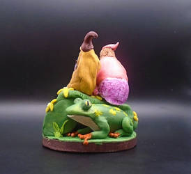 Polymer clay fantasy scene sculpture